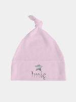 z imieniem i gwiadką nadruk srebrny czapka rozowa 039