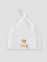 z imieniem i gwiazdką nadruk złoty czapka biala 036