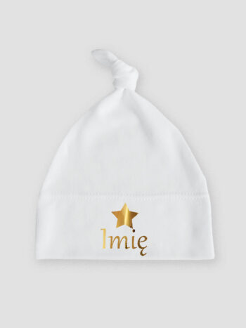 z imieniem i gwiazdką nadruk złoty czapka biala 036
