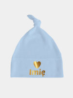 z imieniem i sercem nadruk złoty czapka blekitna 009