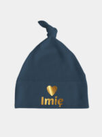 z imieniem i sercem nadruk złoty czapka granatowa 009