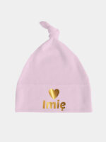 z imieniem i sercem nadruk złoty czapka rozowa 009