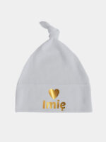 z imieniem i sercem nadruk złoty czapka szara 009