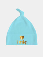 z imieniem i sercem nadruk złoty czapka turkusowa 009