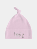 z imieniem niemowlaka nadruk srebrny czapka rozowa 047