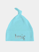 z imieniem niemowlaka nadruk srebrny czapka turkusowa 047