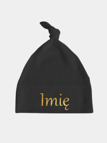 z imieniem niemowlaka nadruk złoty czapka czarna 048