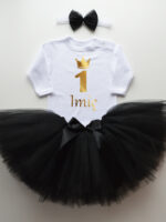 komplet spódniczka tiulowa tutu czarna i body z imieniem na roczek tz010