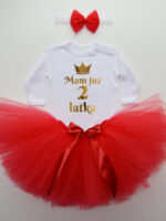 komplet spódniczka tiulowa tutu czerwona i body na drugie urodziny tz022 komplet spódniczka tiulowa tutu czerwona i body na drugie urodziny tz022