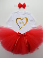 komplet spódniczka tiulowa tutu czerwona i body serce z imieniem tz027 komplet spódniczka tiulowa tutu czerwona i body serce z imieniem tz027
