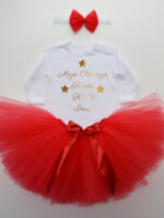 komplet spódniczka tiulowa tutu czerwona i body świąteczne z imieniem tz023 komplet spódniczka tiulowa tutu czerwona i body świąteczne z imieniem tz023