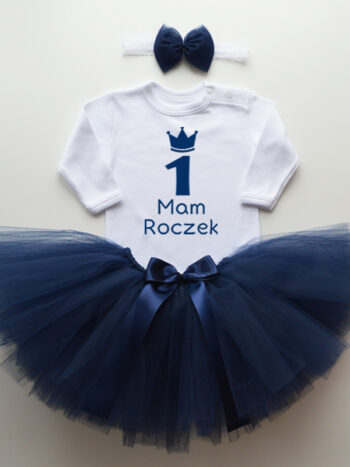 komplet spódniczka tiulowa tutu granatowa i body na roczek tz002