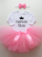 komplet spódniczka tiulowa tutu różowa i body księżniczka tatusia tz018