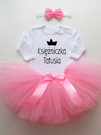 komplet spódniczka tiulowa tutu różowa i body księżniczka tatusia tz018
