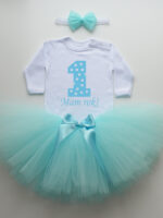 komplet spódniczka tiulowa tutu turkusowa i body mam rok tz013