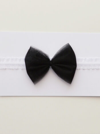 opaska dla dziewczynki na gumokoronce z kokardą tiulową w kolorze czarnym ogtk006