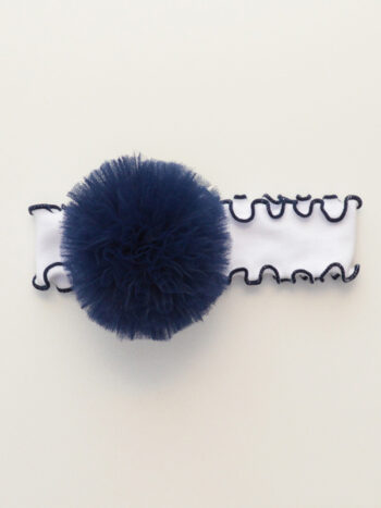 opaska dla dziewczynki z falbanką i pomponem tiulowym w kolorze granatowym oftp001