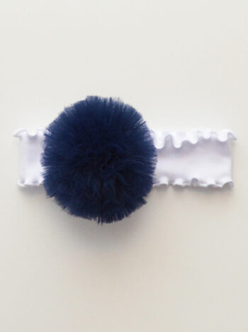 opaska dla dziewczynki z falbanką i pomponem tiulowym w kolorze granatowym oftp012