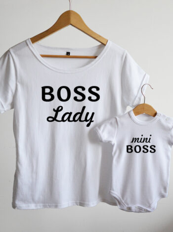 komplet w kolorze białym dla mamy i dziecka boss lady 016