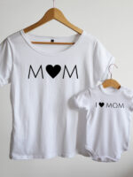 komplet w kolorze białym dla mamy i dziecka i love mom 009