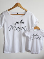 komplet w kolorze białym dla mamy i dziecka jaka mama taka córka 023