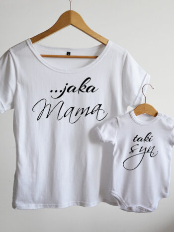 komplet w kolorze białym dla mamy i dziecka jaka mama taki syn 022