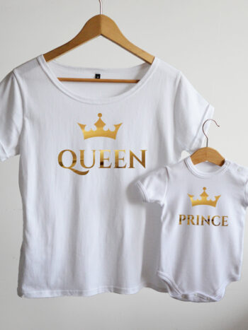 komplet w kolorze białym dla mamy i dziecka queen i price z koronami 007