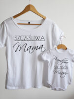 komplet w kolorze białym dla mamy i dziecka szczęśliwa mama 021