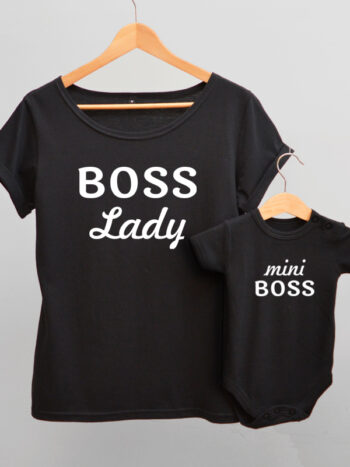 komplet w kolorze czarnym dla mamy i dziecka boss lady komplet bluzka body czarna