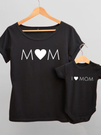komplet w kolorze czarnym dla mamy i dziecka i love mom 009