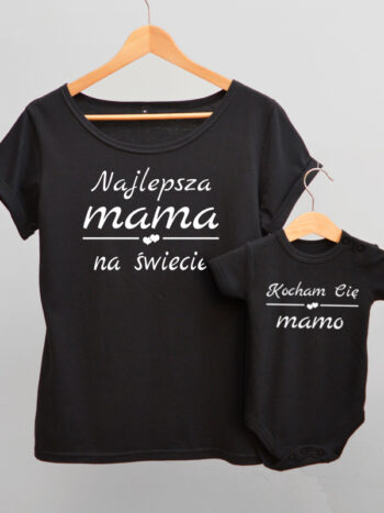 komplet w kolorze czarnym dla mamy i dziecka najlepsza mama na świecie 003