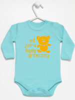 napis od jutra będę grzeczny z misiem body z długim rękawem kolor miętowy 265 napis od jutra będę grzeczny z misiem body z długim rękawem kolor miętowy 265