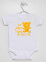 napis od jutra będę grzeczny z misiem body z krótkim rękawem kolor biały 265 napis od jutra będę grzeczny z misiem body z krótkim rękawem kolor biały 265