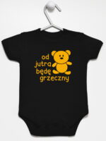 napis od jutra będę grzeczny z misiem body z krótkim rękawem kolor czarny 265 napis od jutra będę grzeczny z misiem body z krótkim rękawem kolor czarny 265