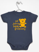 napis od jutra będę grzeczny z misiem body z krótkim rękawem kolor granatowy 265 napis od jutra będę grzeczny z misiem body z krótkim rękawem kolor granatowy 265