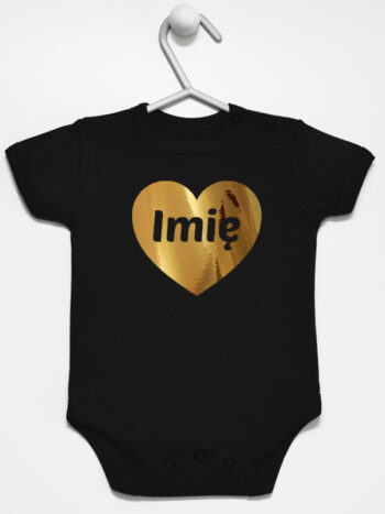 serce złote z imieniem niemowlaka body z krótkim rękawem kolor czarny 263