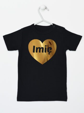 serce złote z imieniem niemowlaka koszulka z krótkim rękawem kolor czarny 263