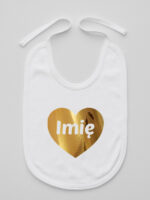 serce złote z imieniem niemowlaka śliniak niemowlęcy kolor biały 263