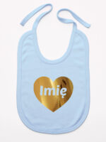 serce złote z imieniem niemowlaka śliniak niemowlęcy kolor błękitny 263