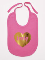 serce złote z imieniem niemowlaka śliniak niemowlęcy kolor ciemny różowy 263