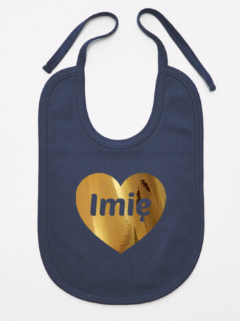 serce złote z imieniem niemowlaka śliniak niemowlęcy kolor granatowy 263