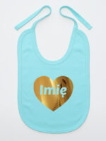 serce złote z imieniem niemowlaka śliniak niemowlęcy kolor miętowy 263