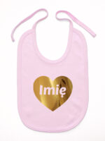 serce złote z imieniem niemowlaka śliniak niemowlęcy kolor różowy 263