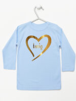 serduszko złote z imieniem dziecka koszulka z długim rękawem kolor błękitny 261