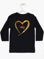 serduszko złote z imieniem dziecka koszulka z długim rękawem kolor czarny 261