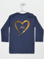serduszko złote z imieniem dziecka koszulka z długim rękawem kolor granatowy 261