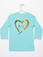 serduszko złote z imieniem dziecka koszulka z długim rękawem kolor miętowy 261