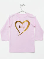 serduszko złote z imieniem dziecka koszulka z długim rękawem kolor różowy 261