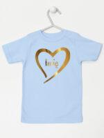 serduszko złote z imieniem dziecka koszulka z krótkim rękawem kolor błękitny 261