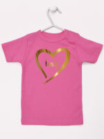 serduszko złote z imieniem dziecka koszulka z krótkim rękawem kolor ciemny różowy 261